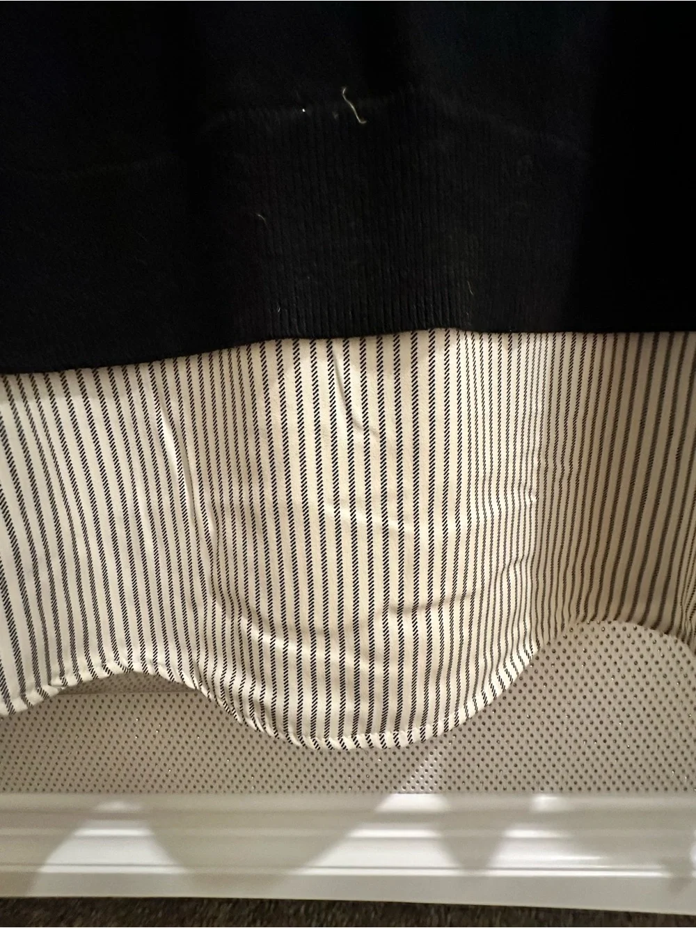 Michael Kors Black Layered-Look Sweater Top with Striped Hem